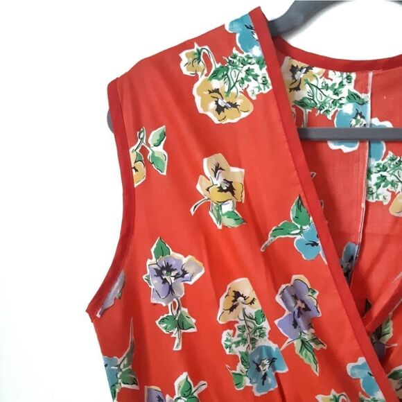 Vintage Red Floral Midi Dress - Picture 2 of 5